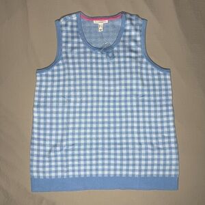 Isaac Mizrahi Blue and White Gingham Top